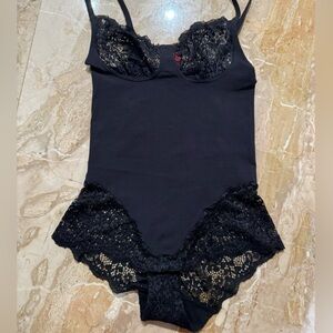 Spanks Elegant Black Lace Bodysuit
